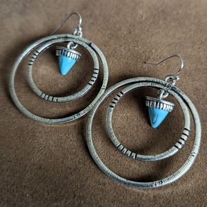 Silver and Turquoise Spike Earrings